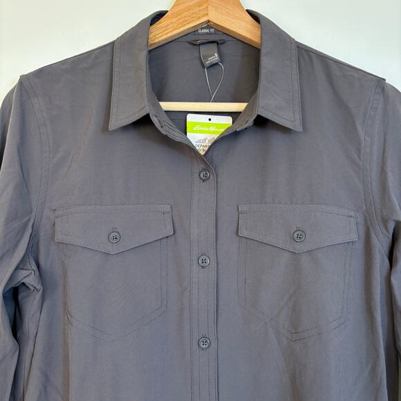 Eddie Bauer Gray Button Down Shirt for Women - Picture 4 of 11